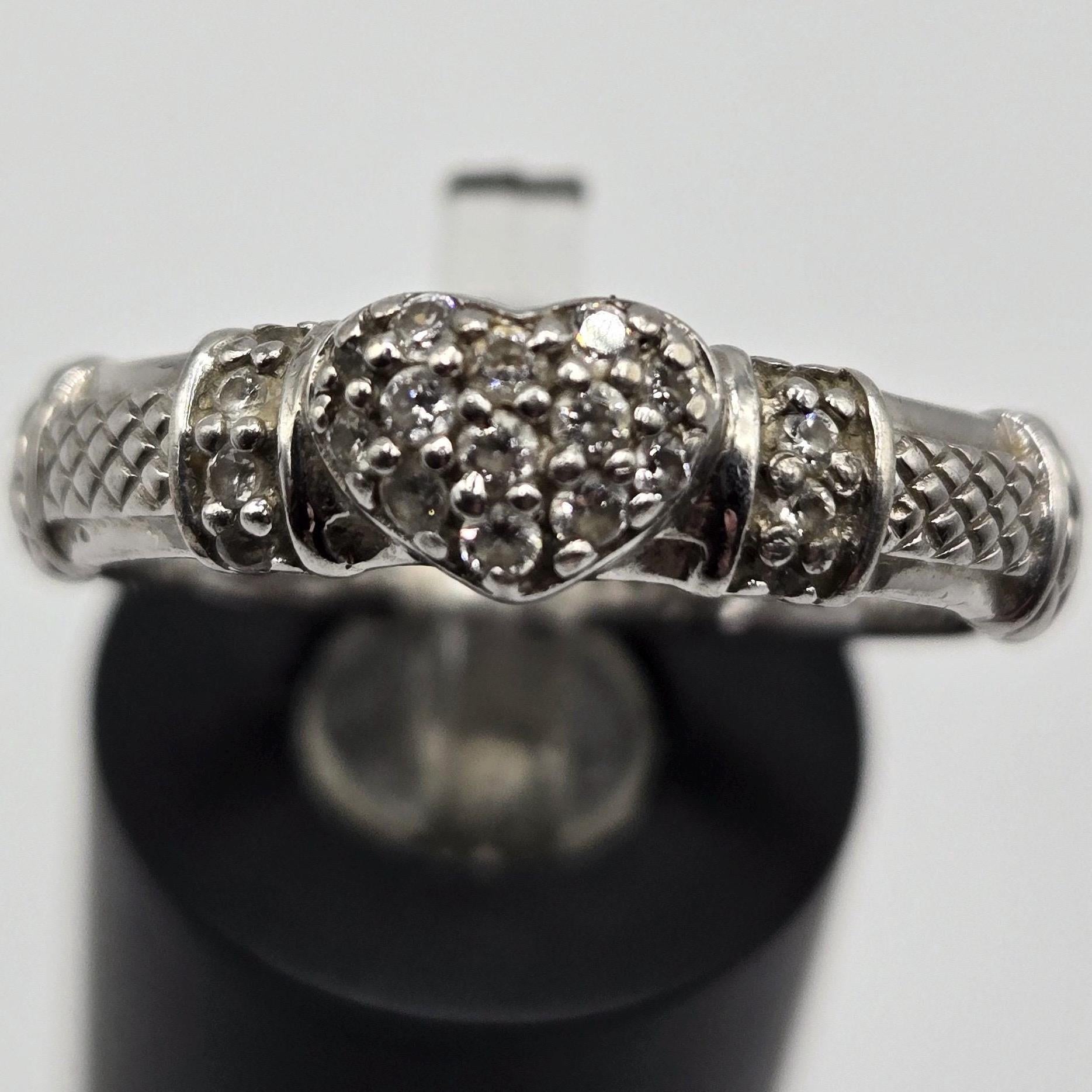 Judith Ripka Sterling Silver CZ Heart Ring Size 9