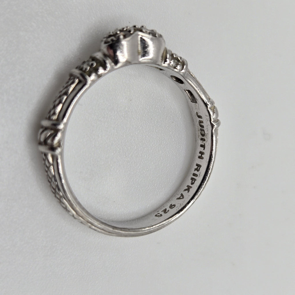 Judith Ripka Sterling Silver CZ Heart Ring Size 9