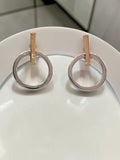 LLJ Lindsey Leigh solid 14K white and rose gold bar and circle stud earrings made in Italy