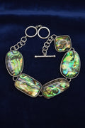 LUC Lucas Lameth 925 sterling silver abalone shell bracelet with toggle clasp adjustable 7 to 8 inch