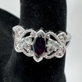 Marquise Blue Sapphire Sterling Silver Ring Vintage Size 7.25