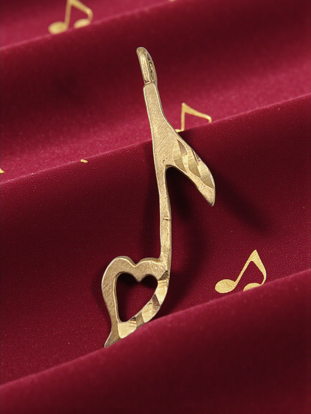 Michael Anthony Solid 14K Yellow Gold Music Note with Heart Pendant