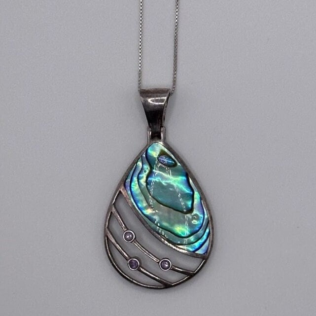 Mother of Pearl and Sterling Silver Pendant Necklace