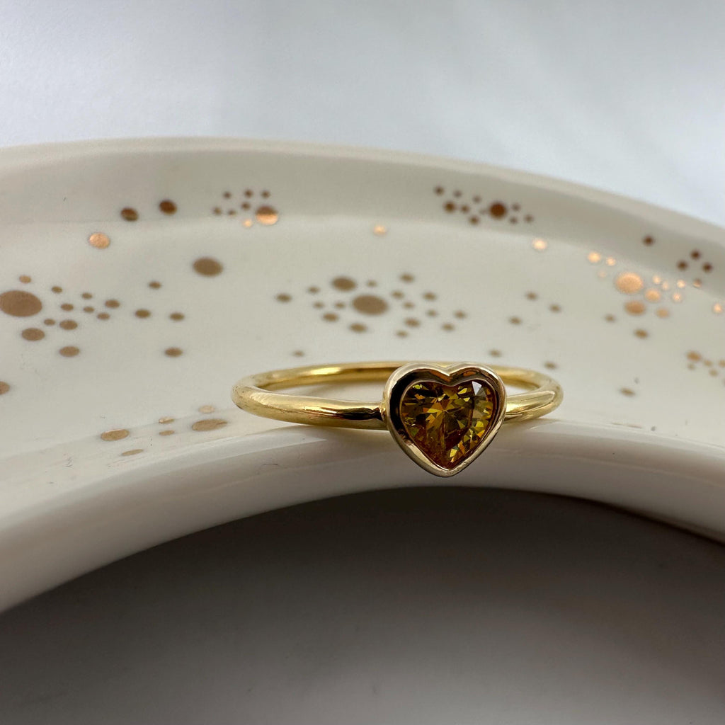 Pandora Heart Ring, Yellow CZ Heart, 18k Gold Vermeil Over Sterling Silver, Size 8, Pandora ALE