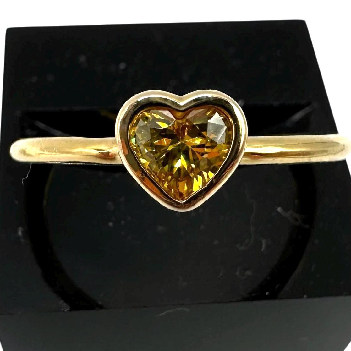 Pandora Heart Ring, Yellow CZ Heart, 18k Gold Vermeil Over Sterling Silver, Size 8, Pandora ALE