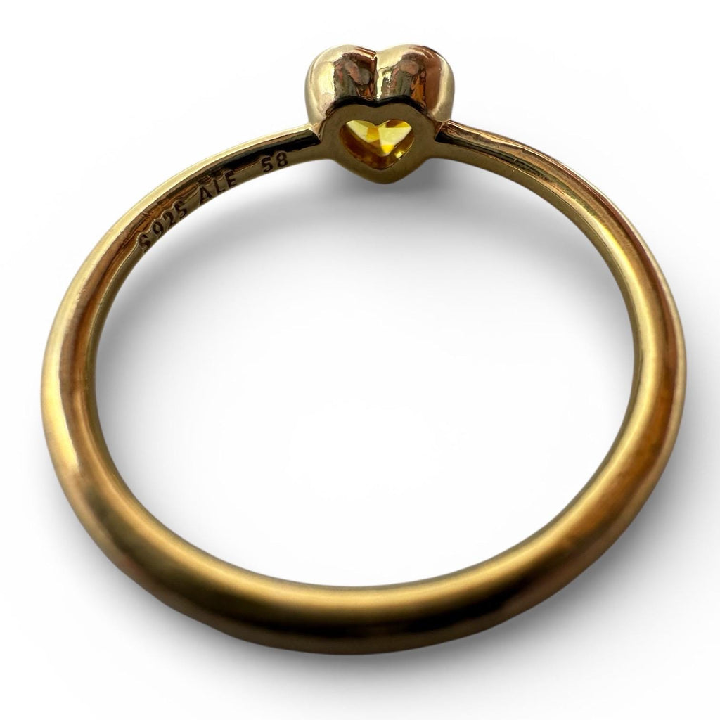 Pandora Heart Ring, Yellow CZ Heart, 18k Gold Vermeil Over Sterling Silver, Size 8, Pandora ALE