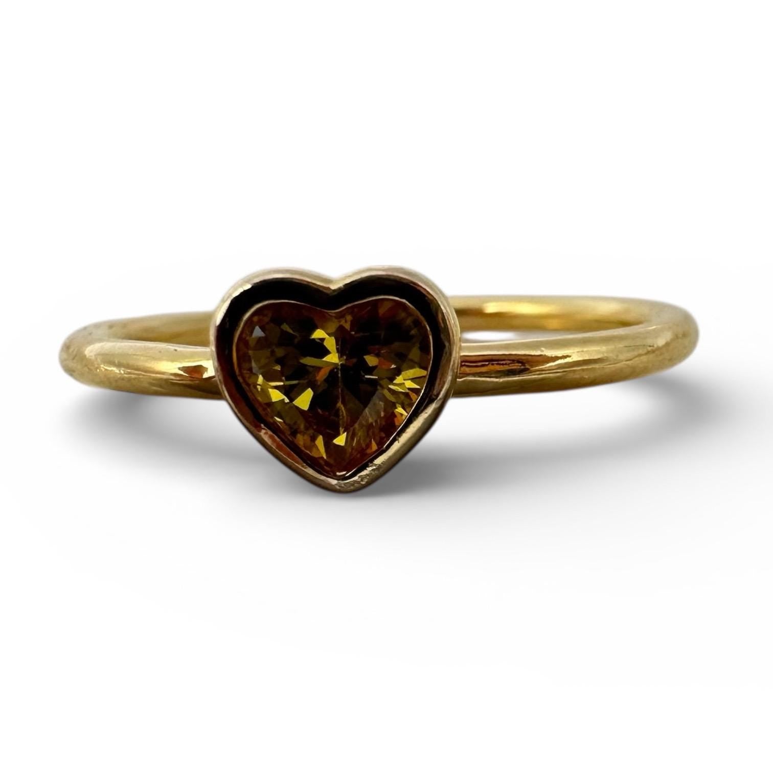 Pandora Heart Ring, Yellow CZ Heart, 18k Gold Vermeil Over Sterling Silver, Size 8, Pandora ALE