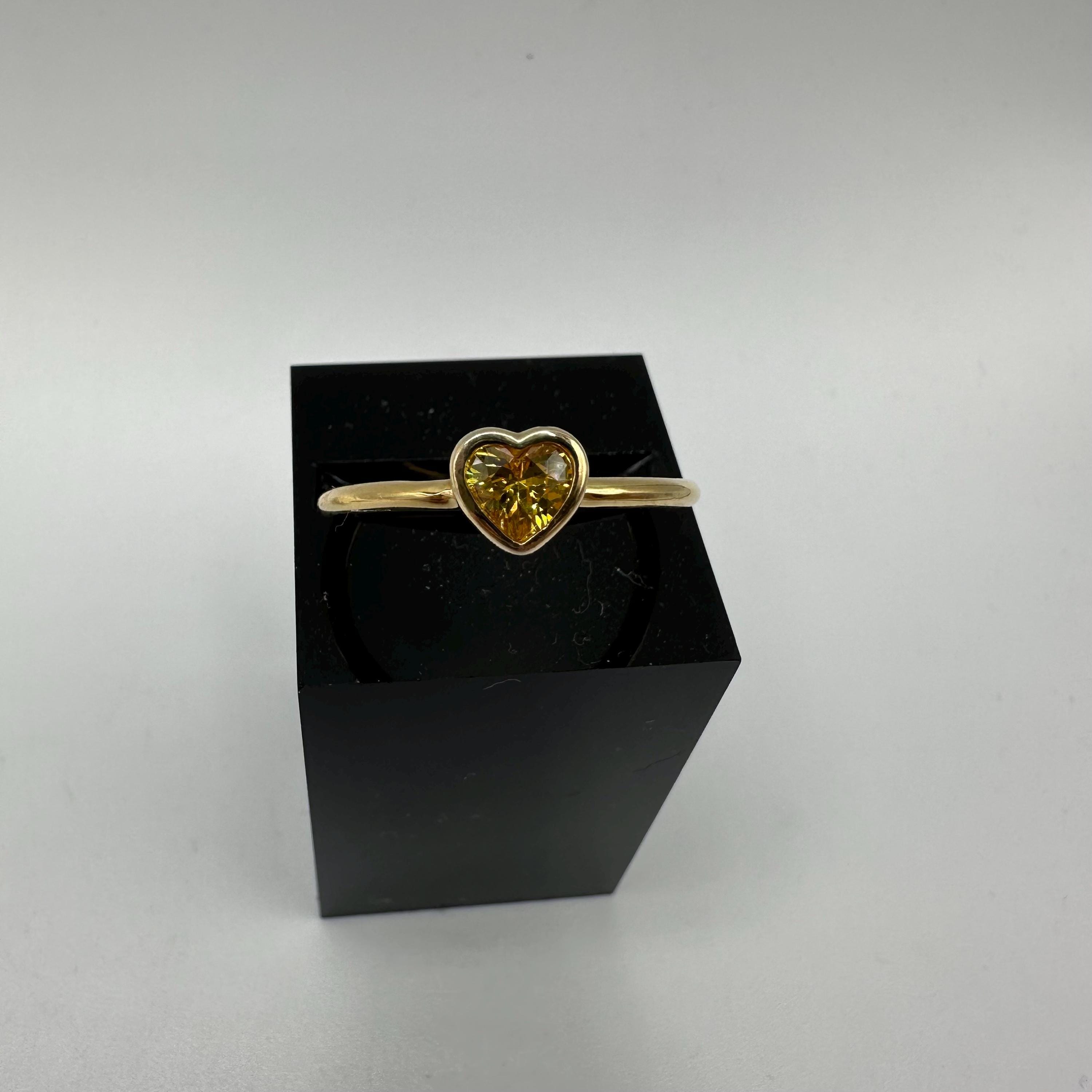 Pandora Heart Ring, Yellow CZ Heart, 18k Gold Vermeil Over Sterling Silver, Size 8, Pandora ALE