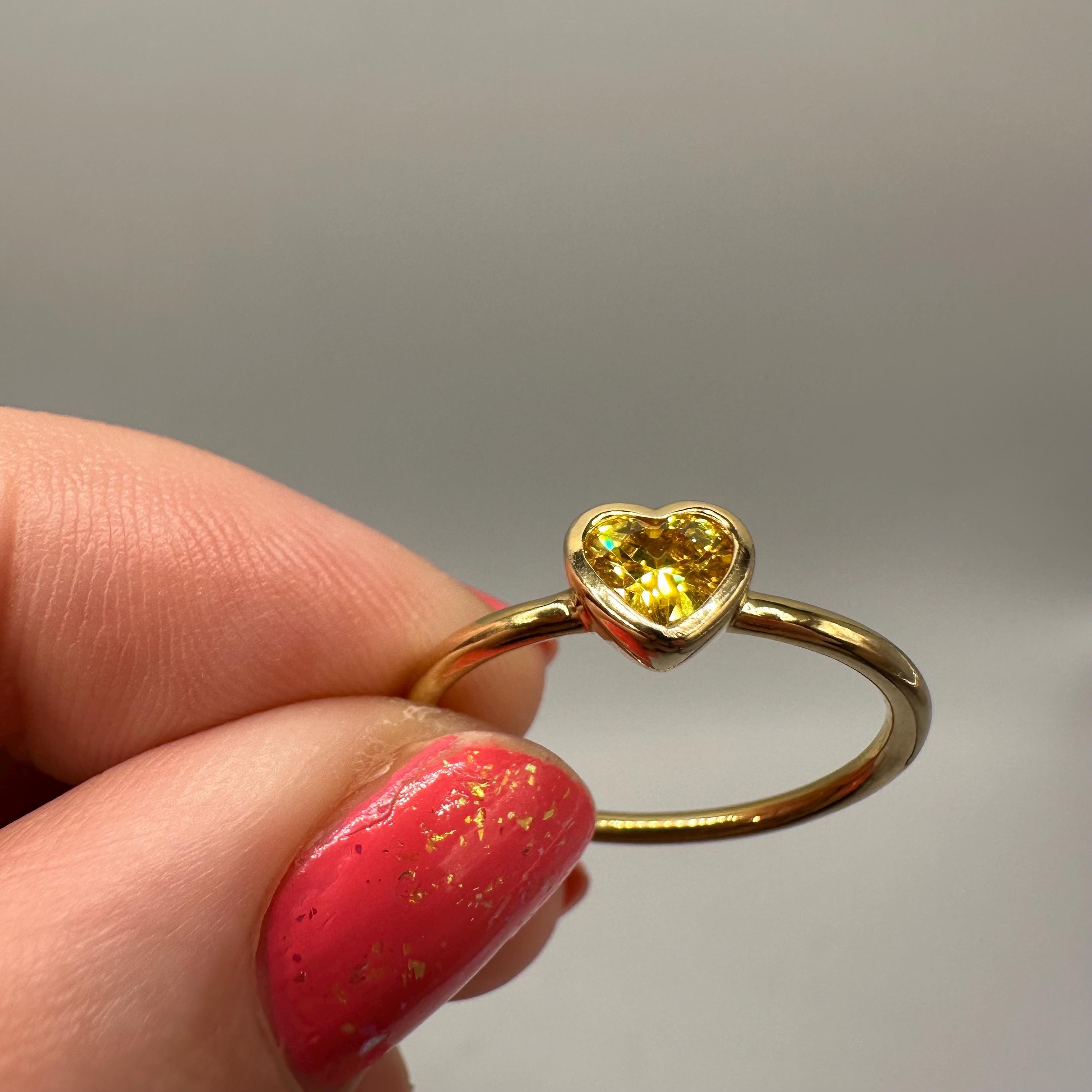 Pandora Heart Ring, Yellow CZ Heart, 18k Gold Vermeil Over Sterling Silver, Size 8, Pandora ALE