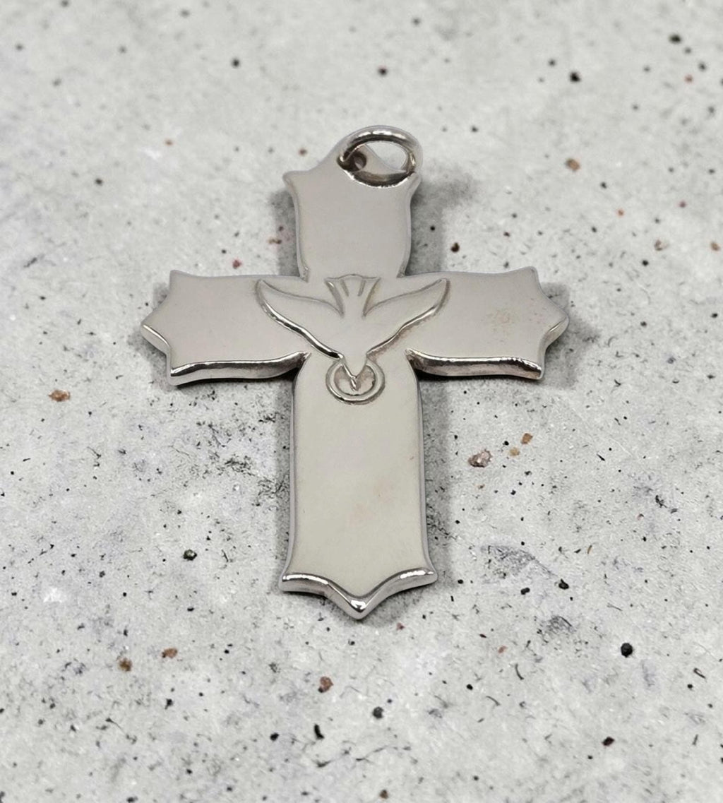 RETIRED James Avery 925 Sterling Silver Descending Dove Cross Necklace Pendant