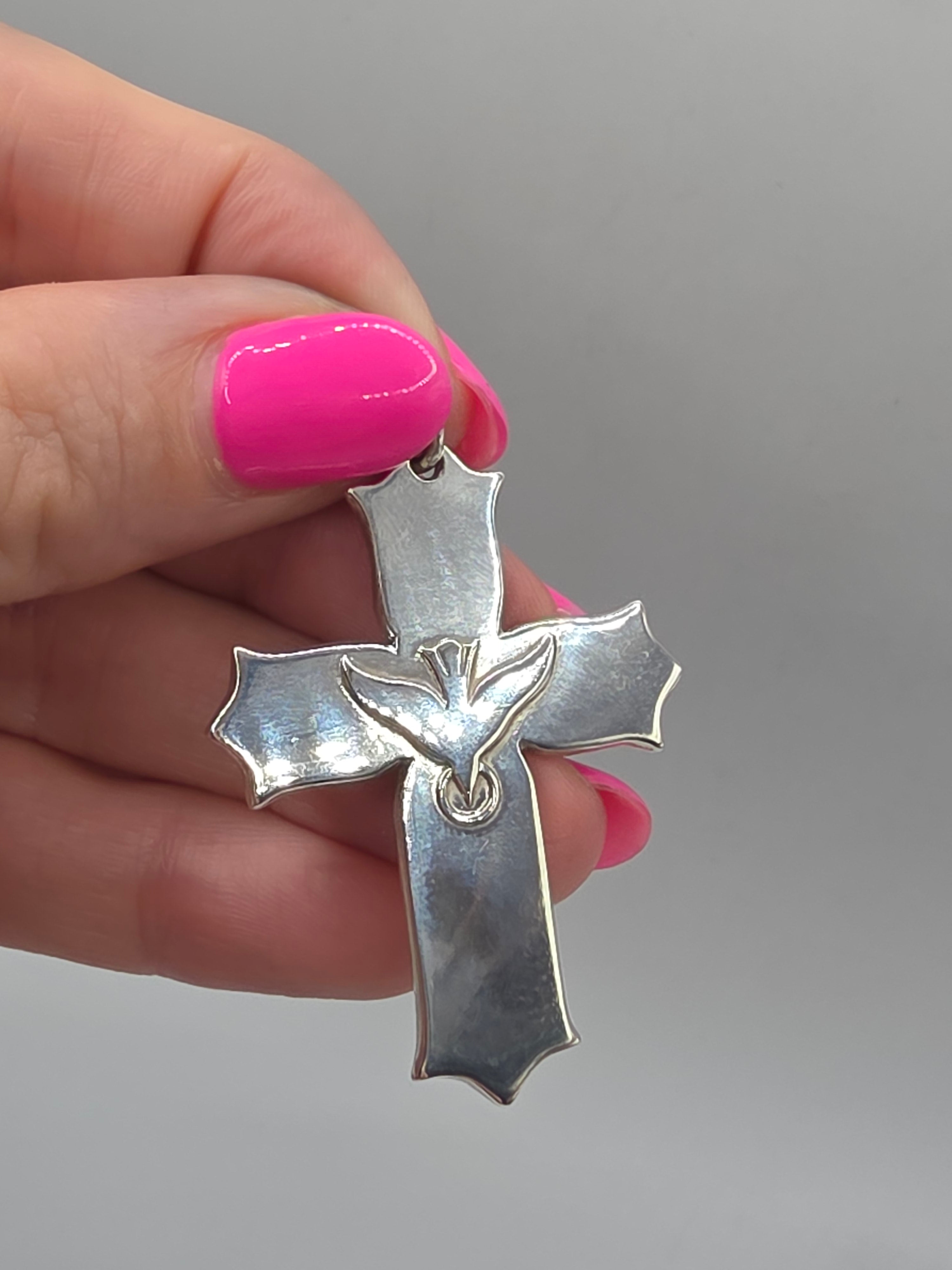 RETIRED James Avery 925 Sterling Silver Descending Dove Cross Necklace Pendant