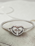 RETIRED James Avery Sterling Silver Heart Cross Hook Bracelet - 6.5 Inch