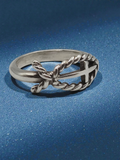 RETIRED James Avery Twisted Cable Ichthus Cross Silver Ring - Sz 5