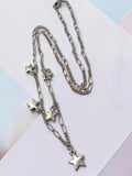 Rare retired James Avery sterling silver star drops necklace 18 inch with five dangling puffed stars