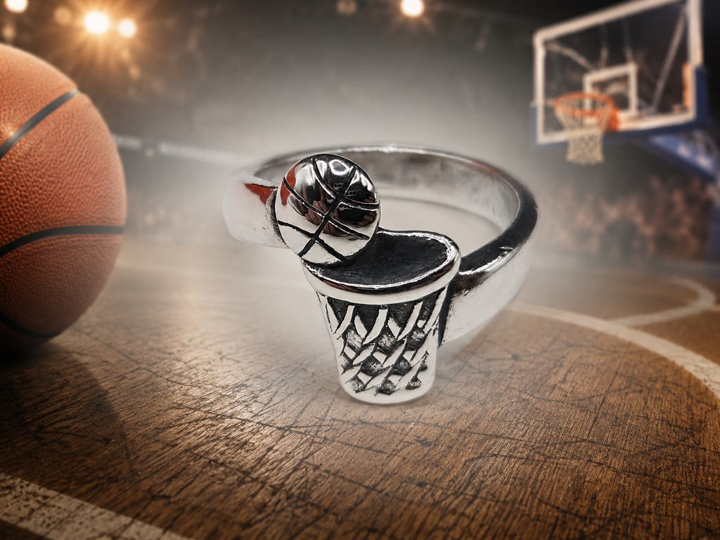Retired James Avery Basketball and Hoop 925 Sterling Silver Ring – Size 7