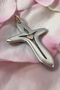 Retired James Avery Light of the World cross pendant with solid 14K gold heart and uncut bail