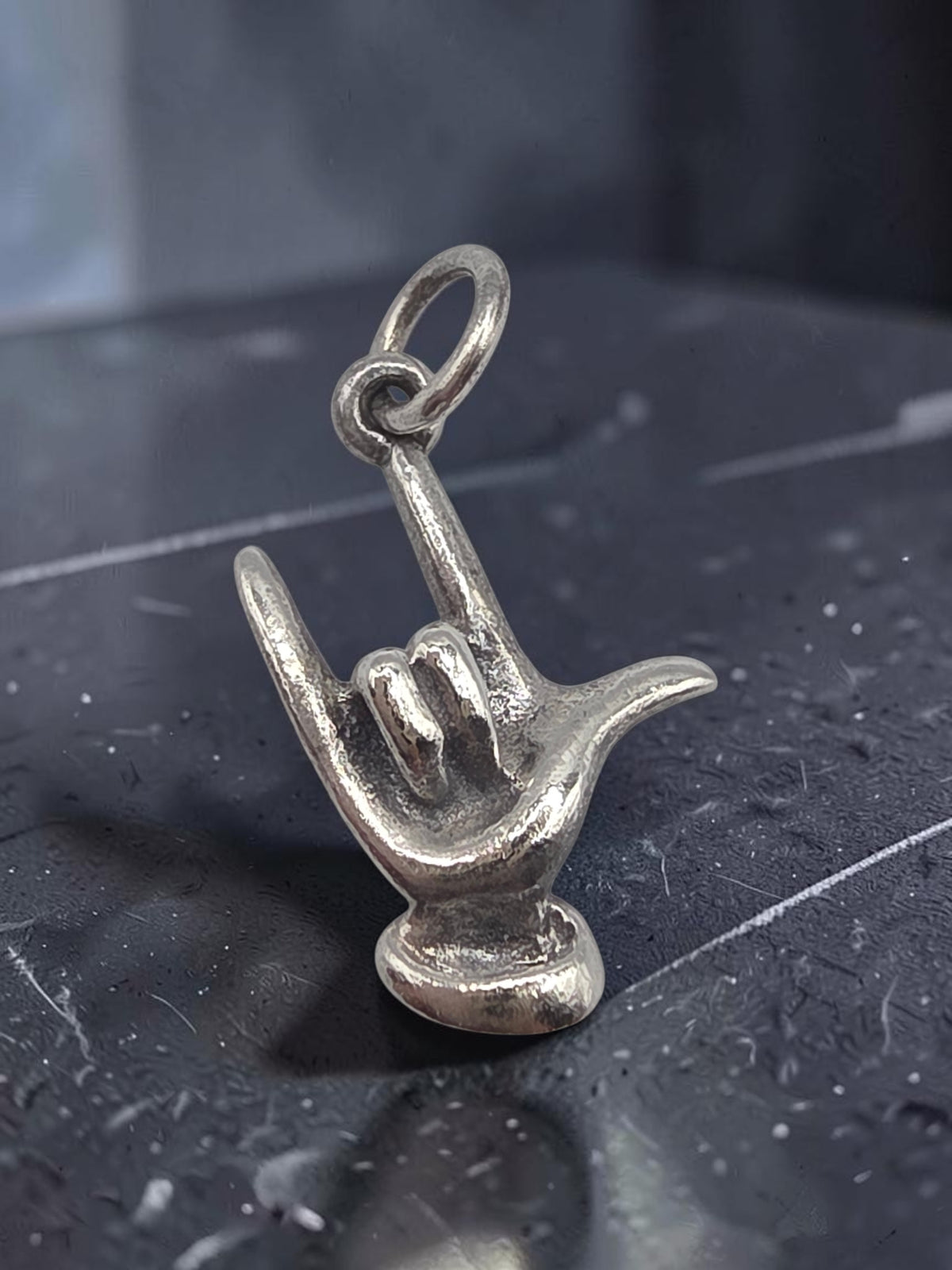 Retired James Avery Sterling Silver ASL I Love You Sign Language Hand Charm Pendant with Uncut Loop