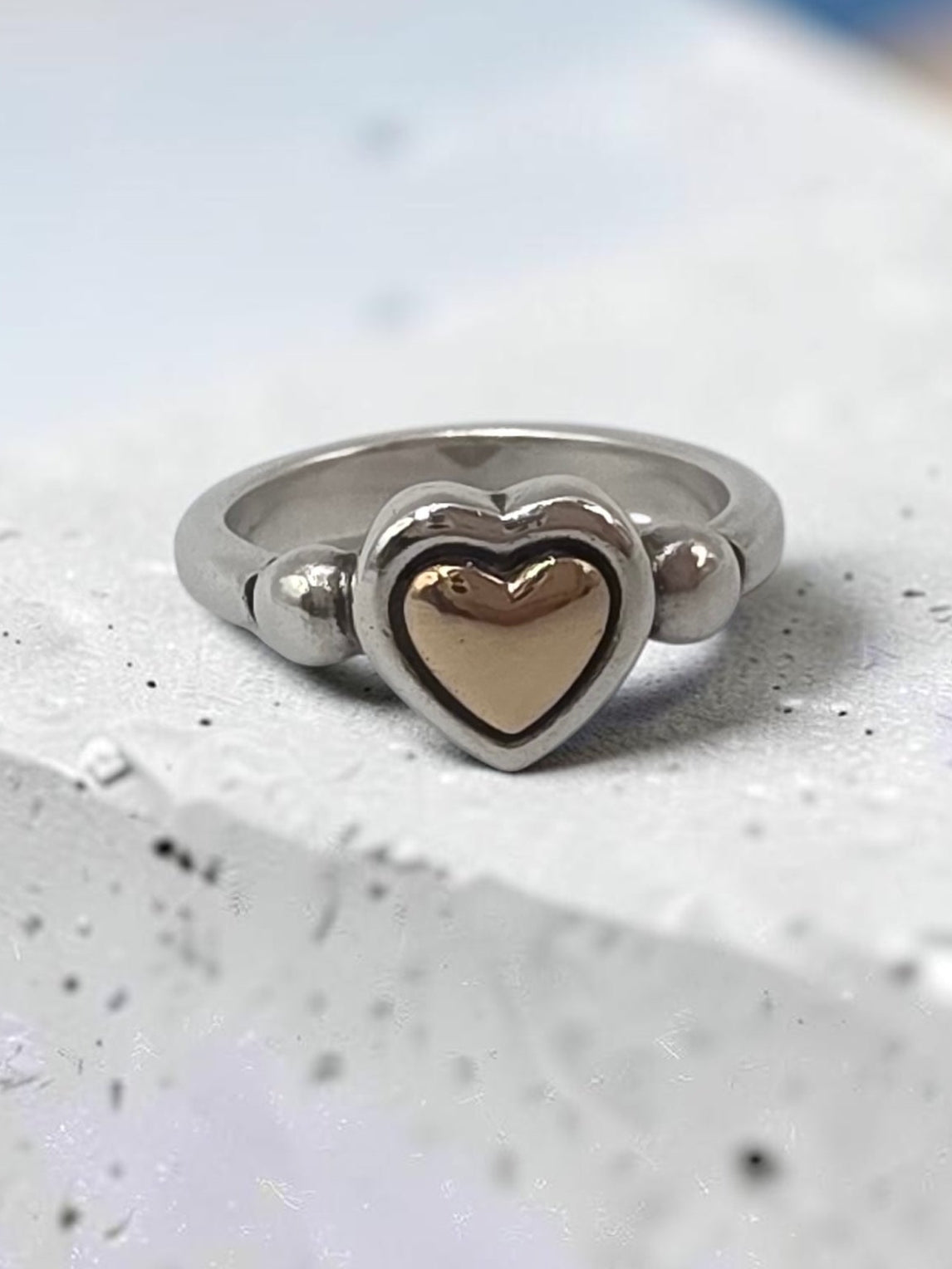 Retired James Avery True Love ring with 14K gold heart in sterling silver size 6