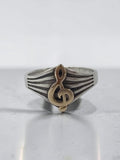 Retired James Avery sterling silver ring with solid 14K gold treble clef size 8