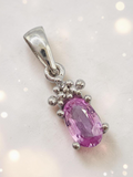 
STS Jewels Solid 10K White Gold Pink Sapphire Petite Pendant with Diamond Accent