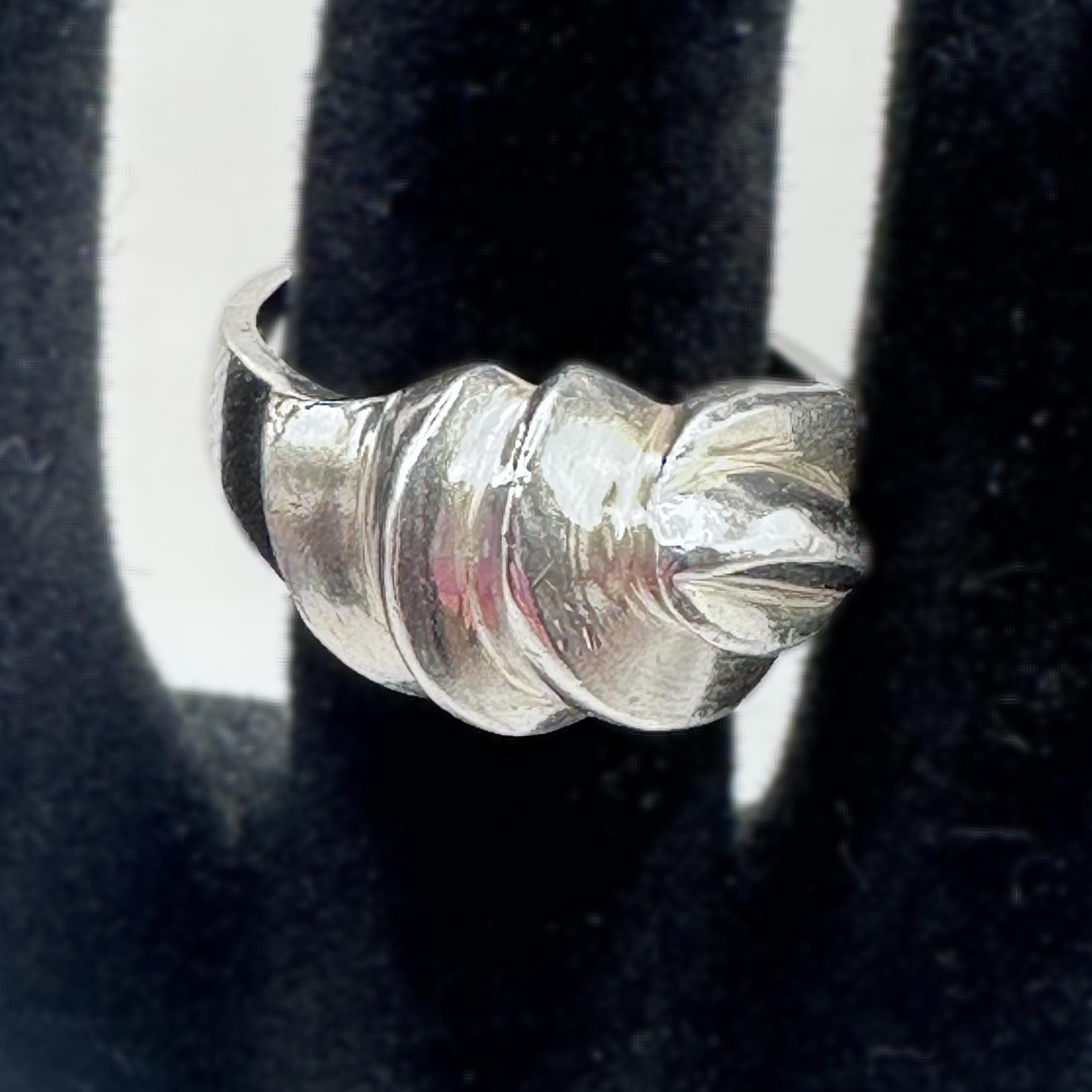 Sculpted Spiral Sterling Silver Ring Size 6.5 Vintage