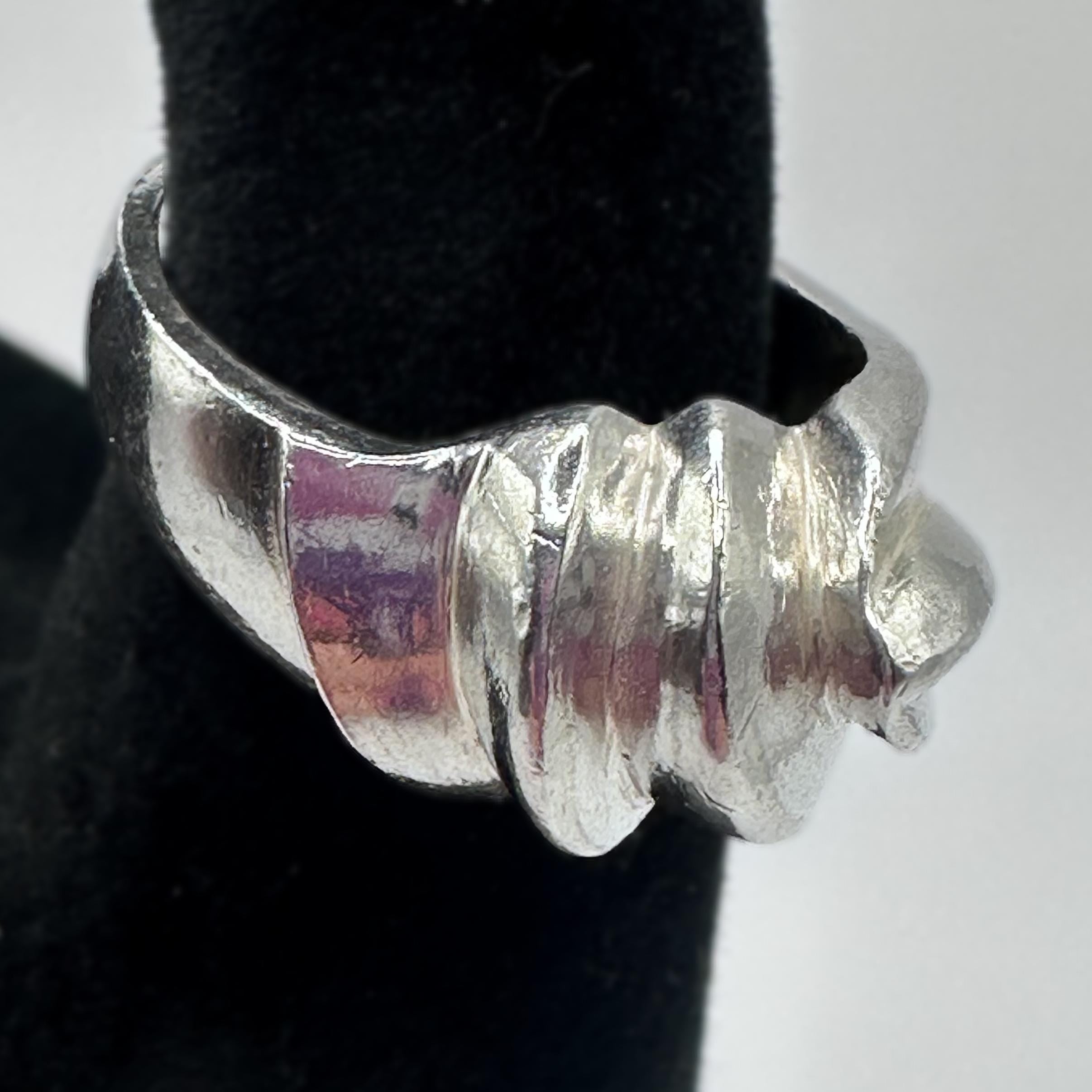Sculpted Spiral Sterling Silver Ring Size 6.5 Vintage