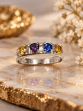 Solid 10K White Gold Ring with Topaz, Sapphire, Spinel & Amethyst – Size 7.75