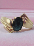 Solid 10K Yellow Gold Ring with Natural Blue Sapphire – Size 8