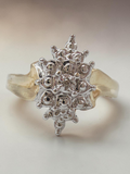Solid 10K Yellow and White Two Tone Gold Diamond Ring - Size 6.75