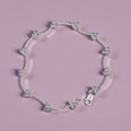 Solid 14K White Gold Bracelet with Twelve Trefoil Tanzanite Clusters on Curved Bar Links 7 Inch
