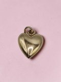Solid 14K Yellow Gold Puffy Heart Charm Pendant Small Dainty 3D