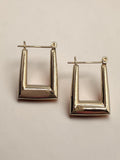 Solid 14K Yellow Gold Rectangular Hoop Earrings with Hinged Snap Bar Closures
