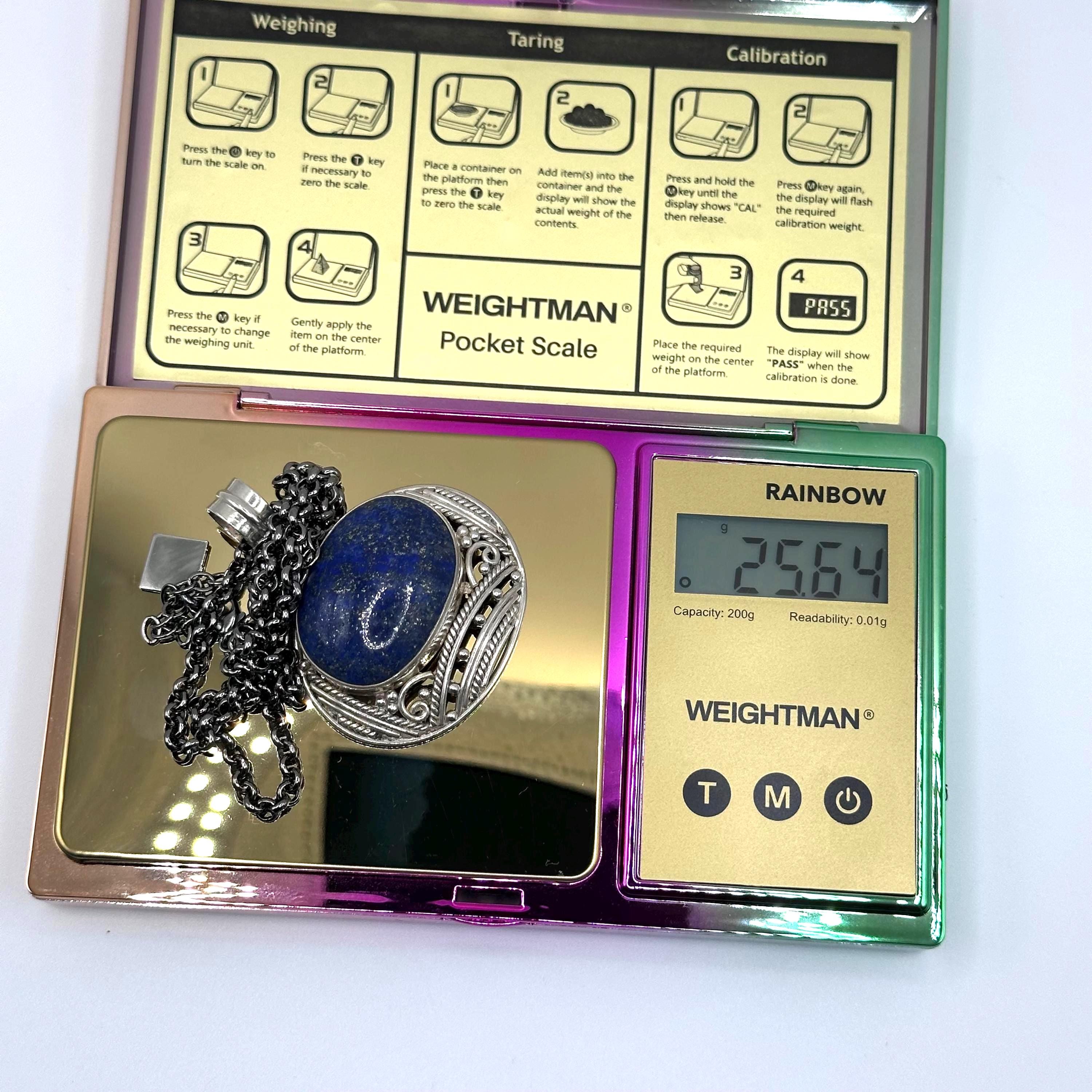 Sparkly Blue Stone Sterling Silver Pendant Necklace (18.5")