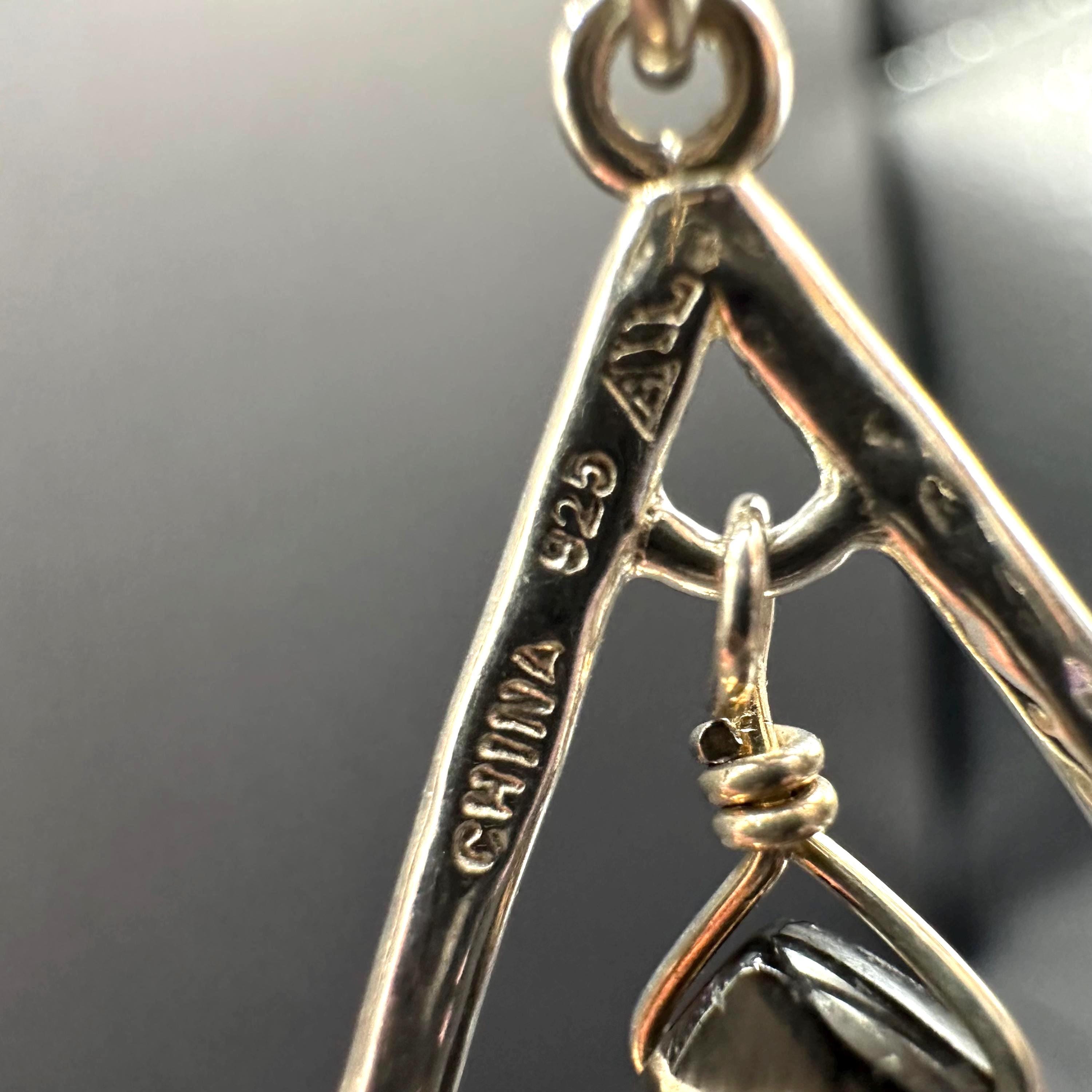 Sterling Silver 925 Black Dangle Drop Earrings