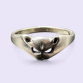 Sterling Silver 925 Cat Face Ring Sculpted Feline Band Size 7.75