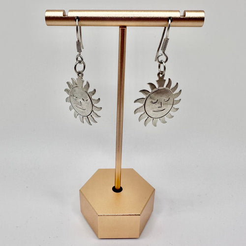 Sterling Silver 925 Smiling Sun Earrings Vintage