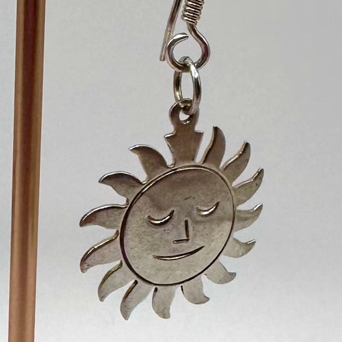 Sterling Silver 925 Smiling Sun Earrings Vintage