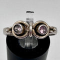 Sterling Silver Art Deco Style Ring with Pink Gems Size 8.25