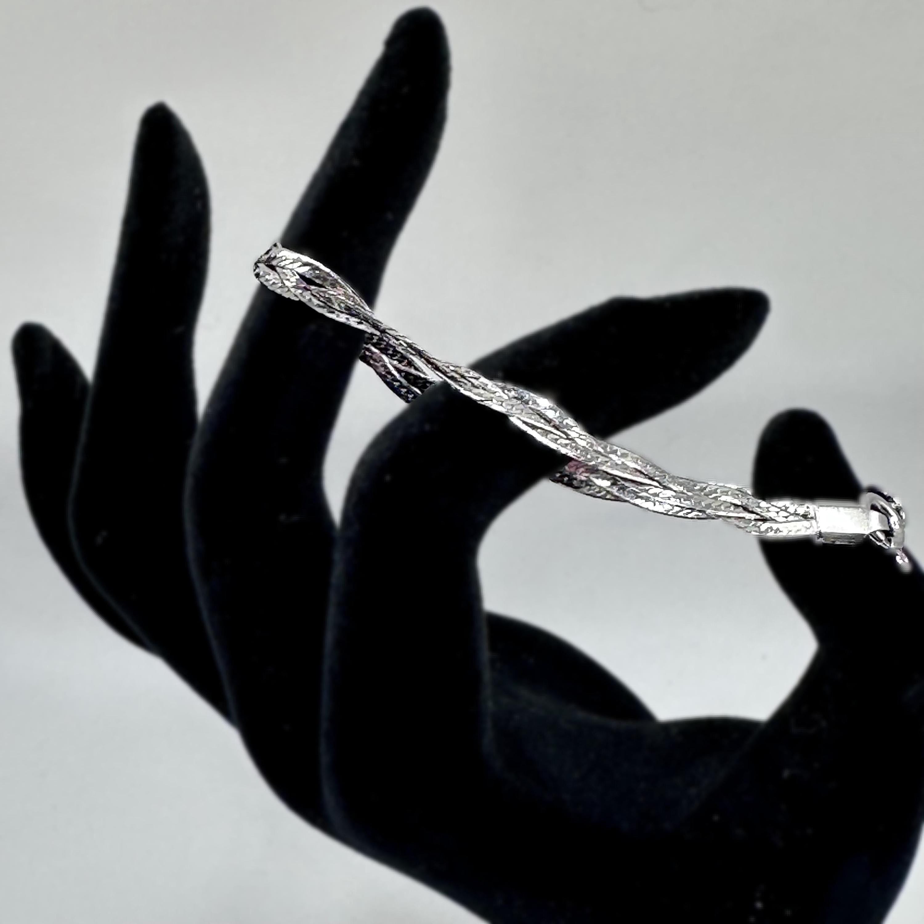 Sterling Silver Braided Bracelet 925 Italy 7 inches