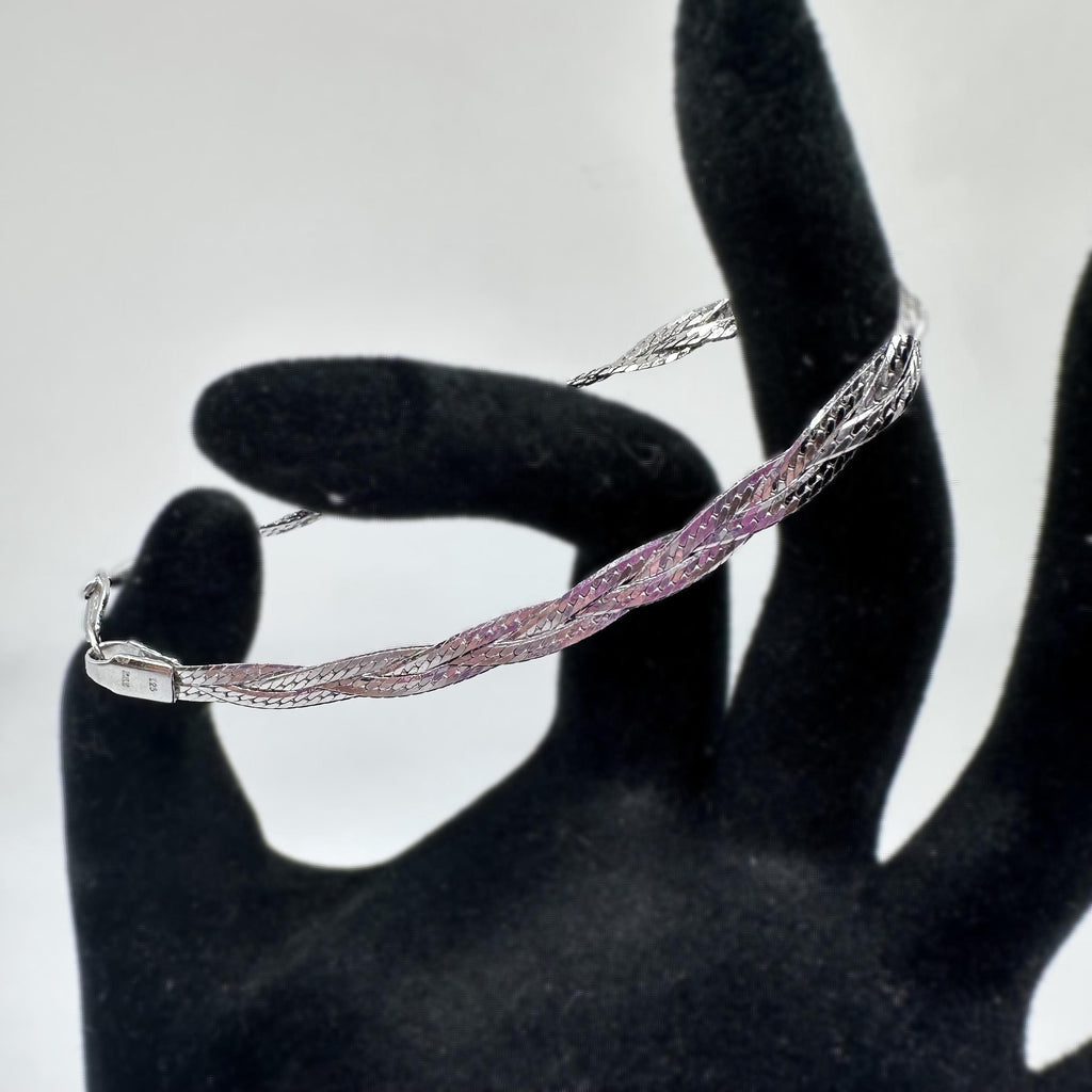 Sterling Silver Braided Bracelet 925 Italy 7 inches