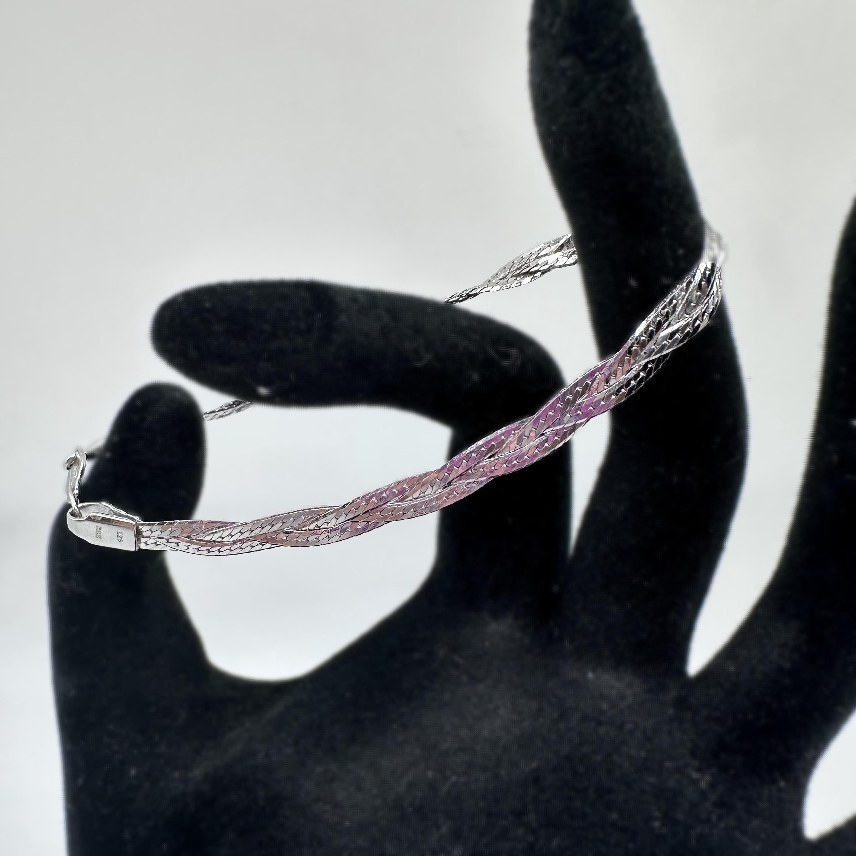 Sterling Silver Braided Bracelet 925 Italy 7 inches