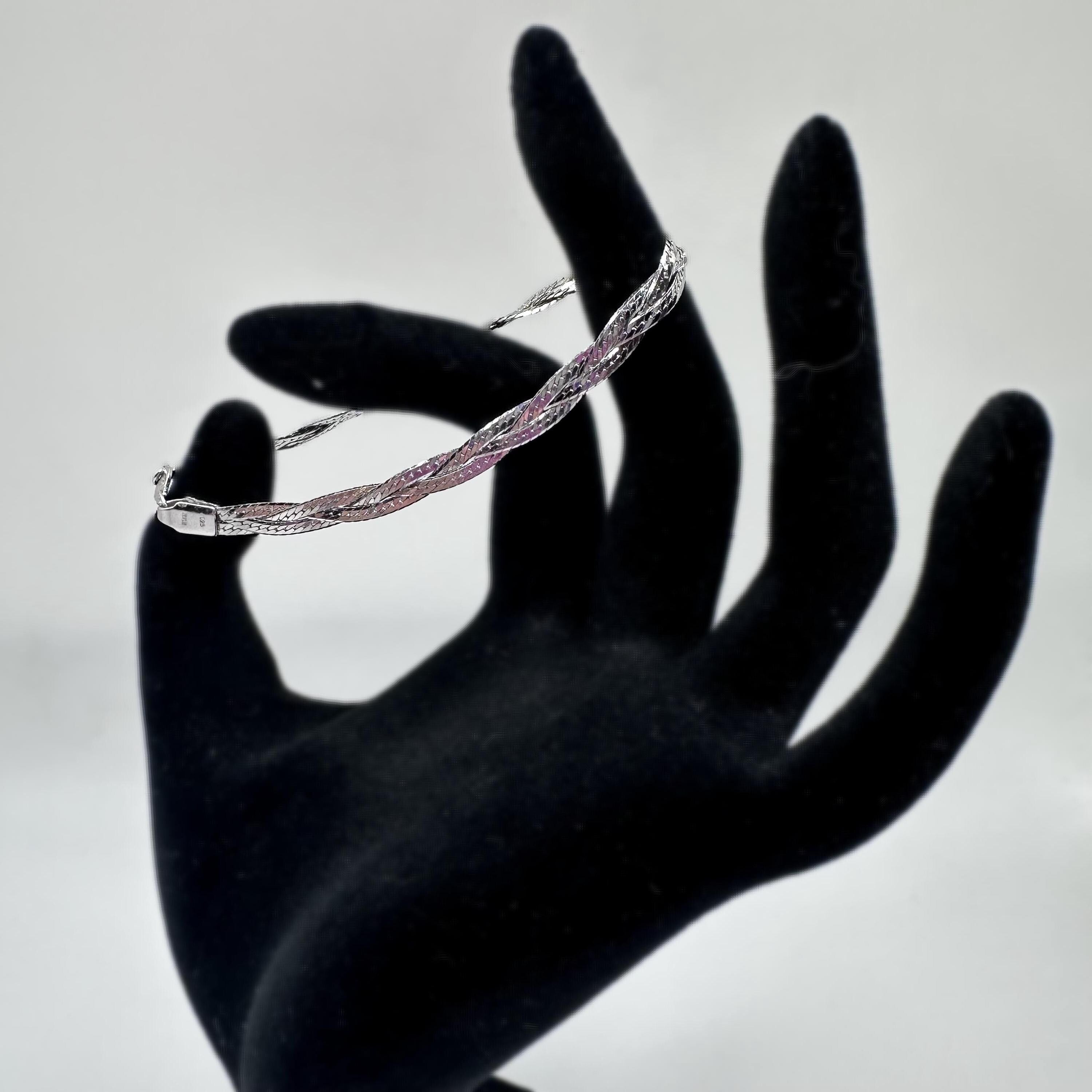 Sterling Silver Braided Bracelet 925 Italy 7 inches