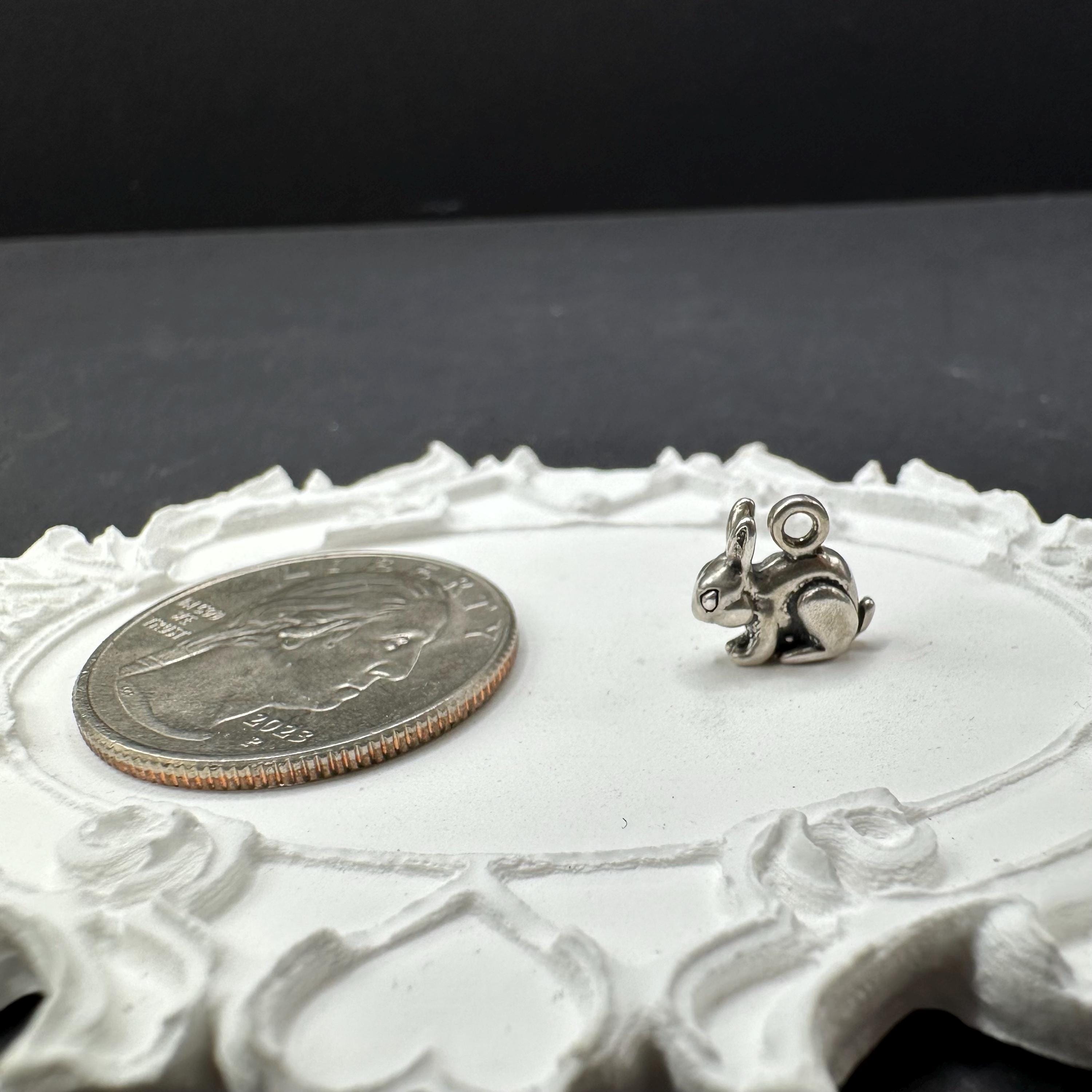 Sterling Silver Bunny Rabbit Charm for Charm Bracelet Without Loop