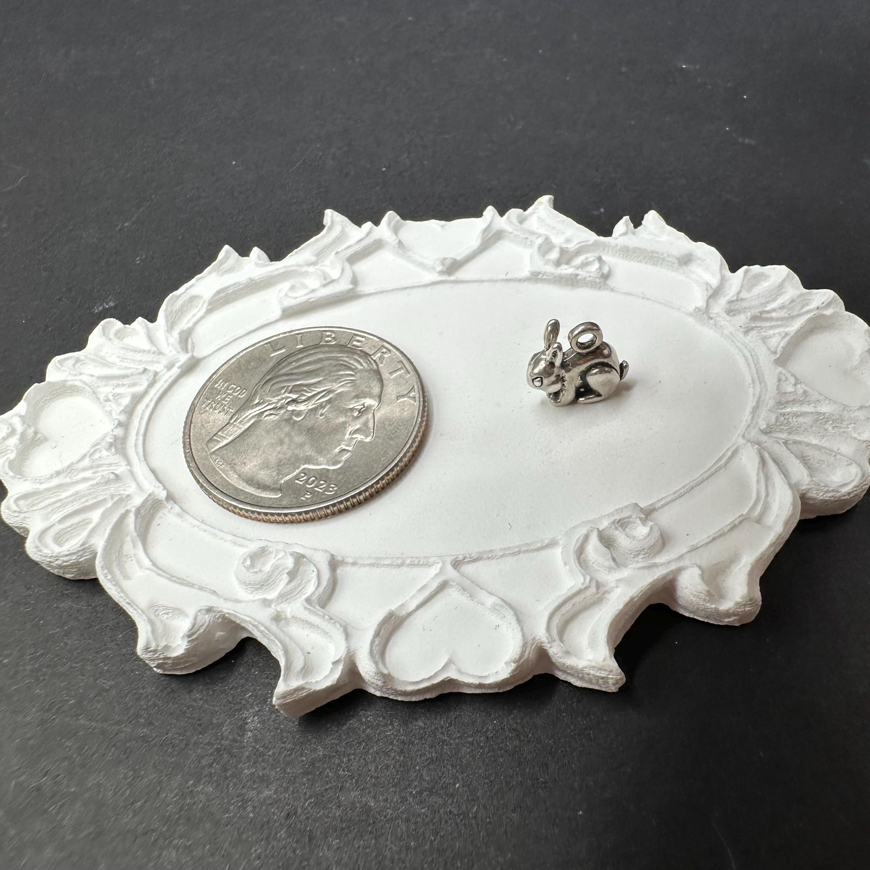 Sterling Silver Bunny Rabbit Charm for Charm Bracelet Without Loop