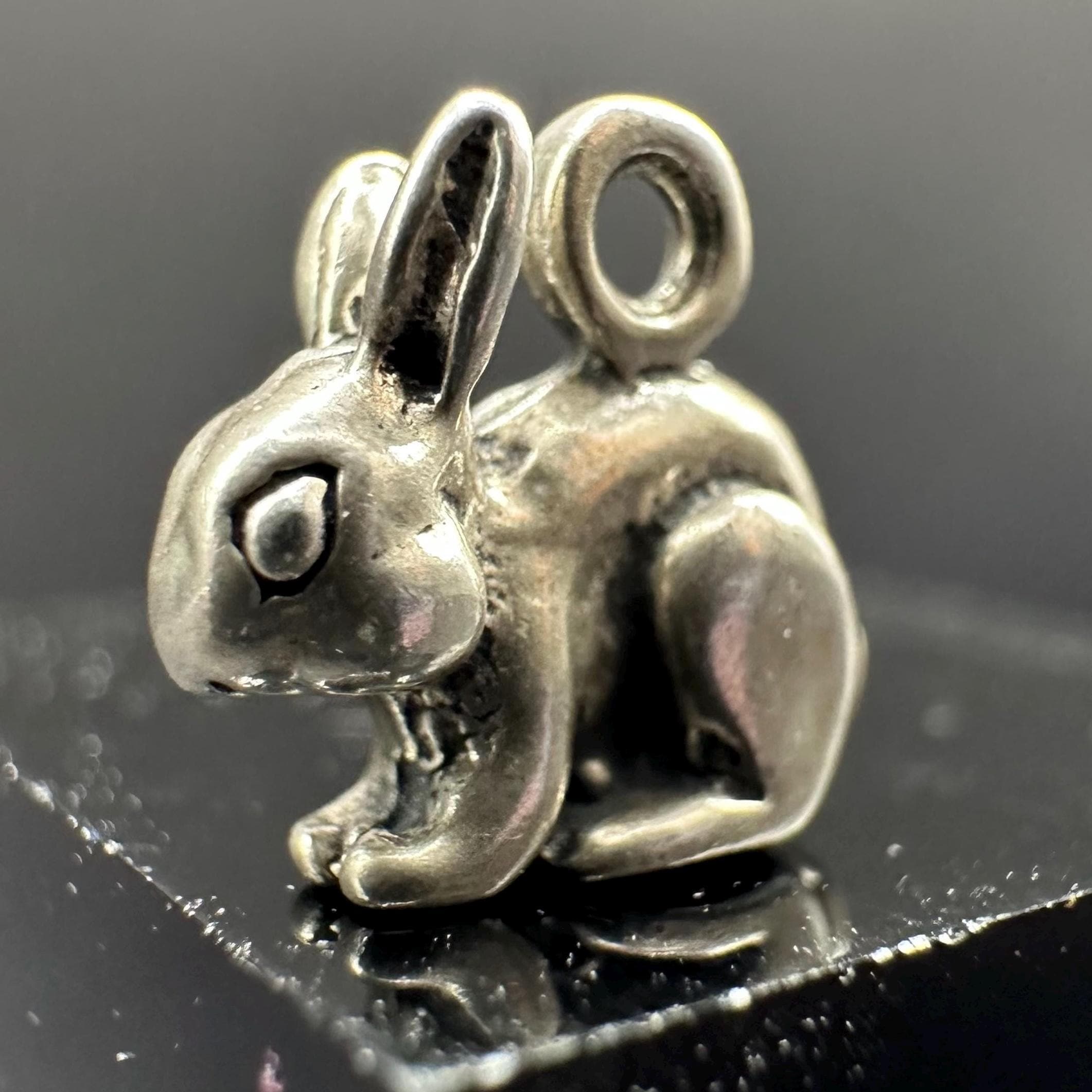 Sterling Silver Bunny Rabbit Charm for Charm Bracelet Without Loop