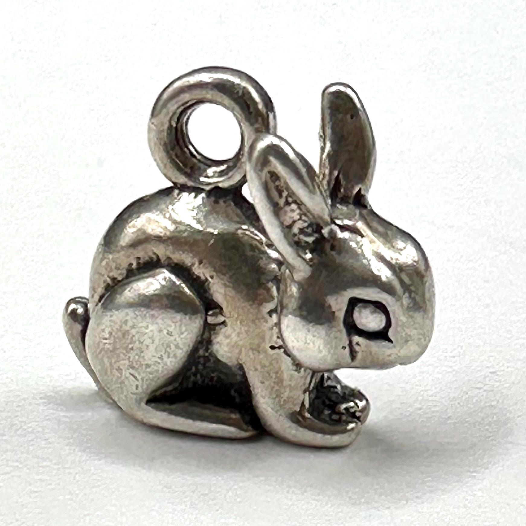 Sterling Silver Bunny Rabbit Charm for Charm Bracelet Without Loop