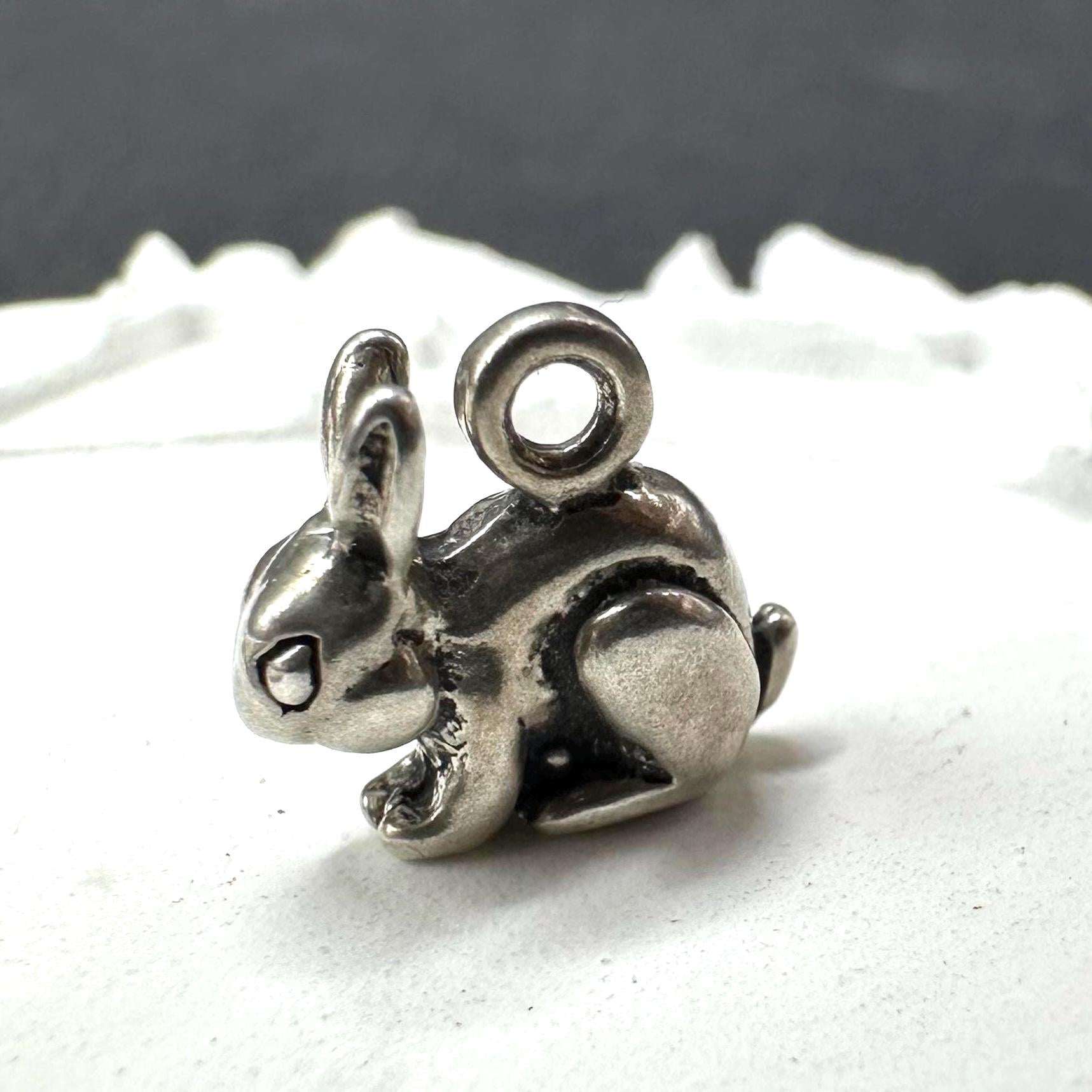 Sterling Silver Bunny Rabbit Charm for Charm Bracelet Without Loop