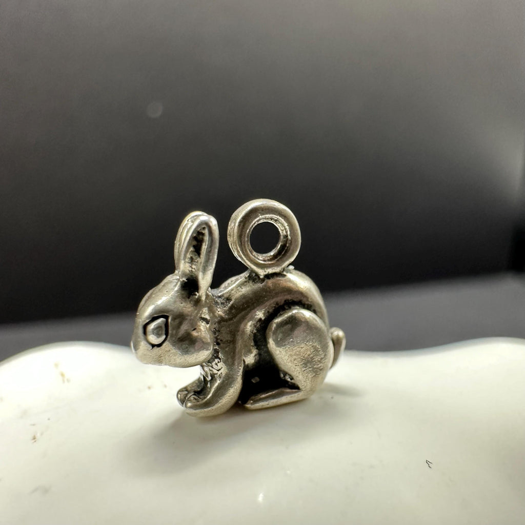 Sterling Silver Bunny Rabbit Charm for Charm Bracelet Without Loop