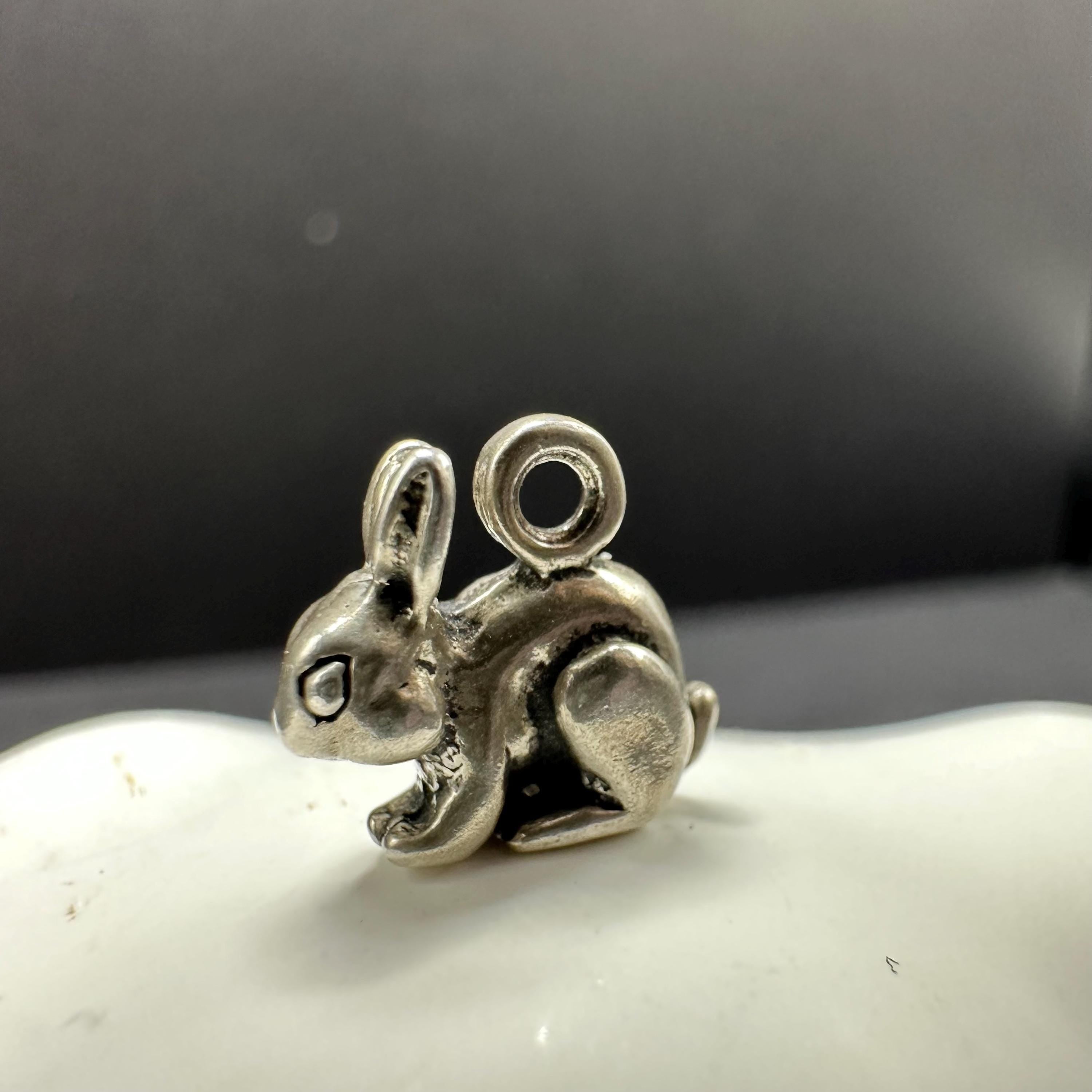 Sterling Silver Bunny Rabbit Charm for Charm Bracelet Without Loop