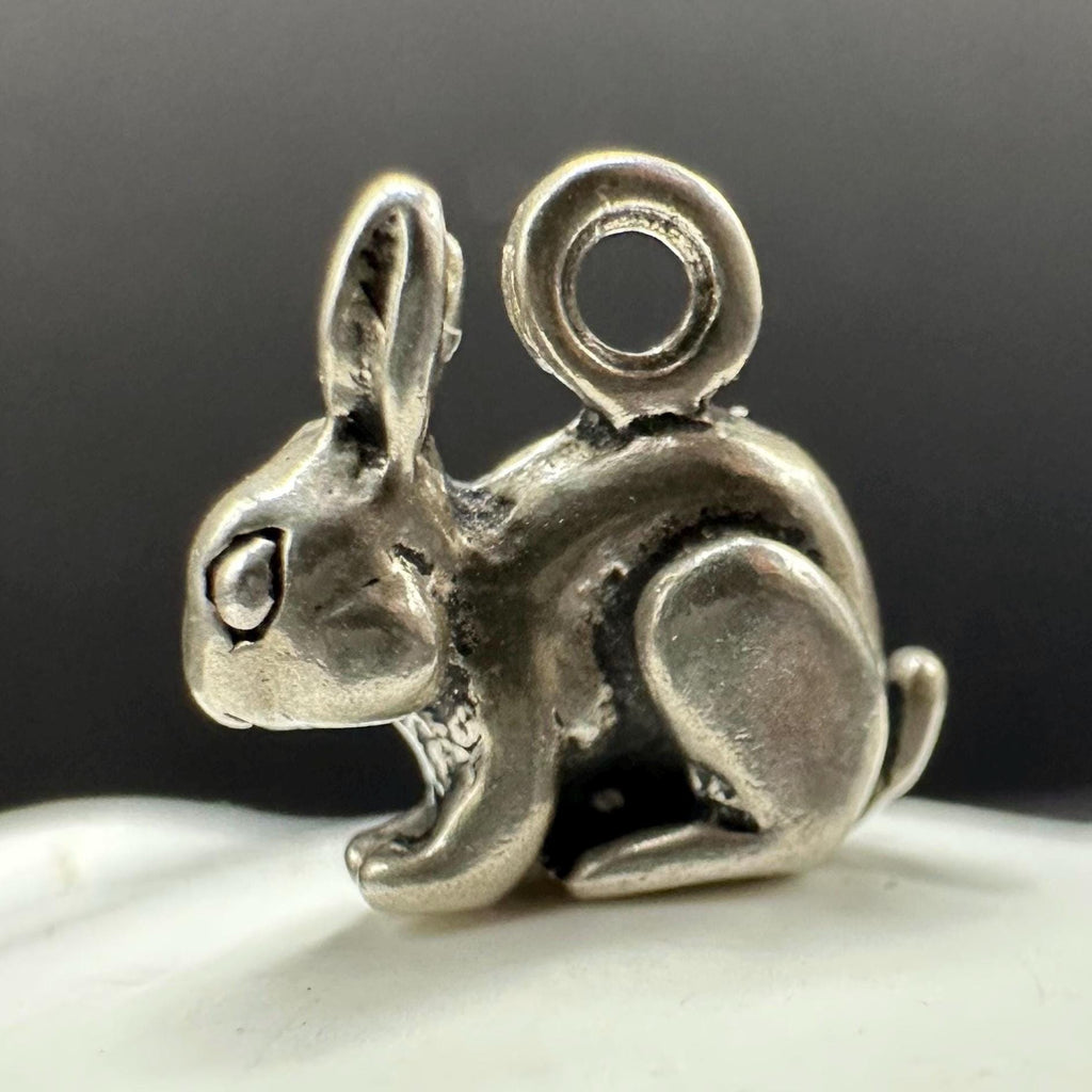 Sterling Silver Bunny Rabbit Charm for Charm Bracelet Without Loop